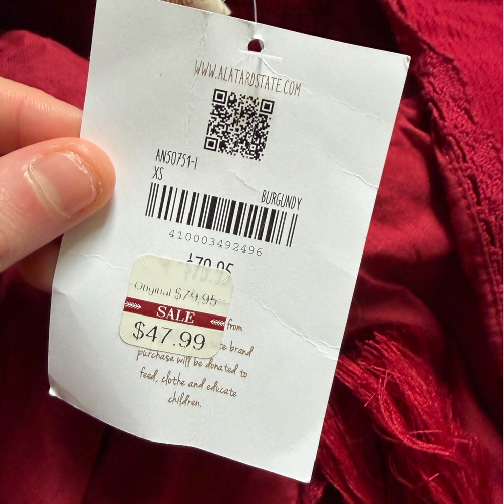 NWT Altar’d State Midi Ruffle Dress in Burgundy Red Size XS Holiday Party Guest - Picture 12 of 16
